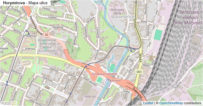Horymírova - mapa ulice
