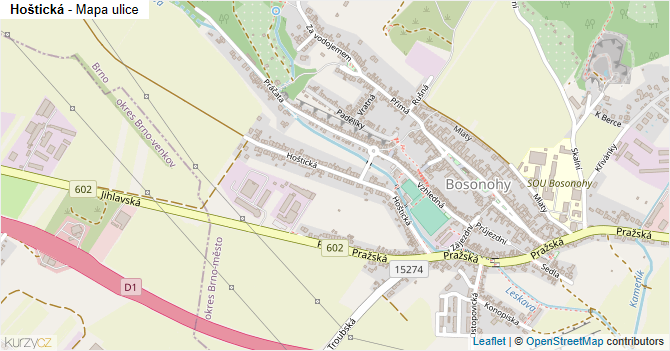 Hoštická - mapa ulice
