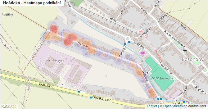 Hoštická - mapa podnikání