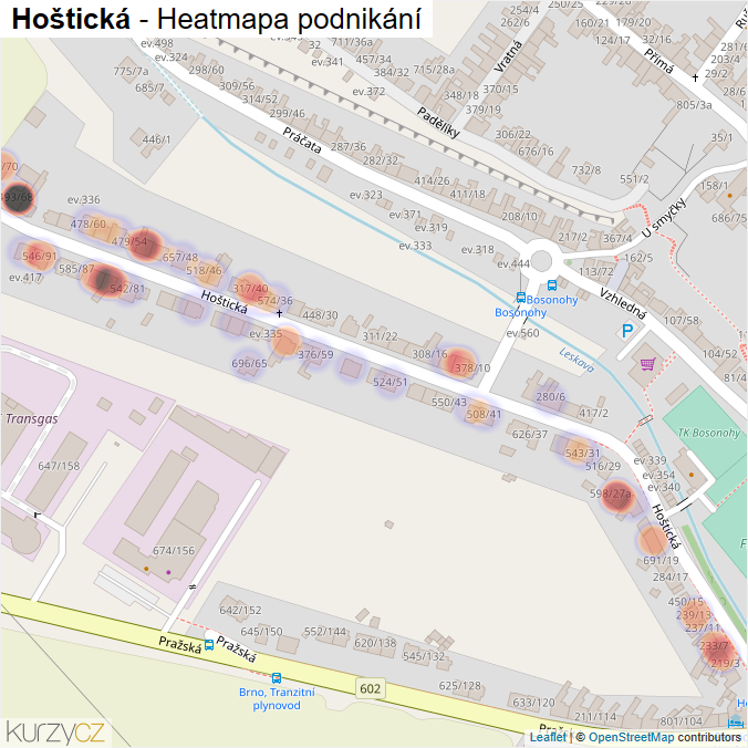 Mapa Hoštická - Firmy v ulici.