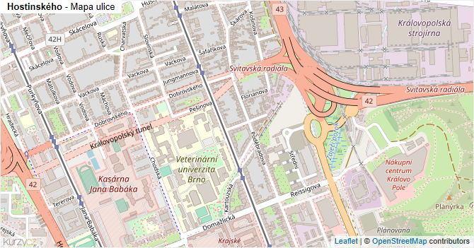 Hostinského - mapa ulice
