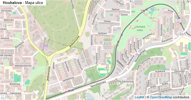 Houbalova - mapa ulice