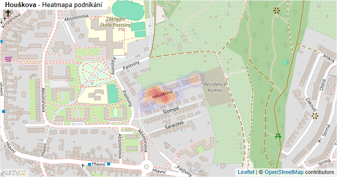 Houškova - mapa podnikání