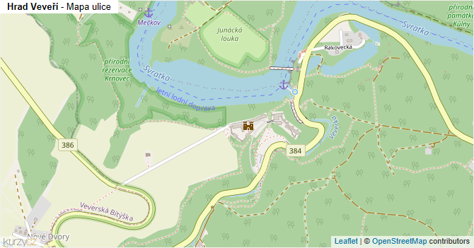 Hrad Veveří - mapa ulice