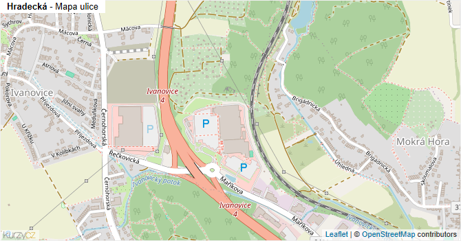 Hradecká - mapa ulice