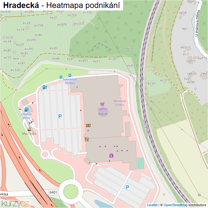 Mapa Hradecká - Firmy v ulici.