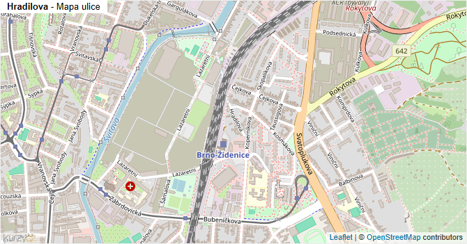 Hradilova - mapa ulice