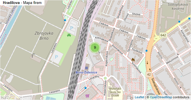 Hradilova - mapa firem