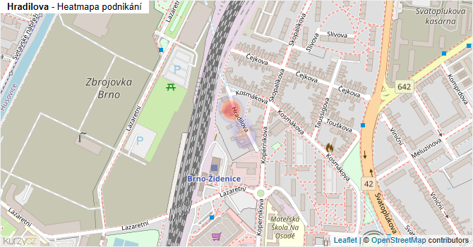 Hradilova - mapa podnikání