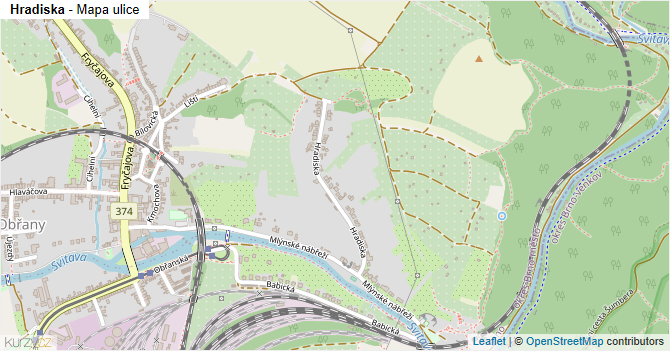 Hradiska - mapa ulice