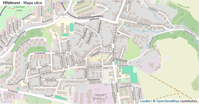 Hřbitovní - mapa ulice
