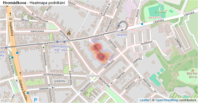 Hromádkova - mapa podnikání