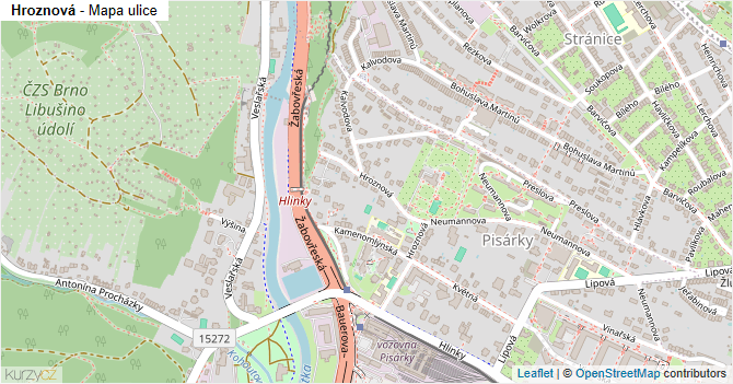 Hroznová - mapa ulice