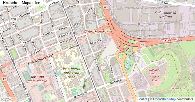 Hrubého - mapa ulice