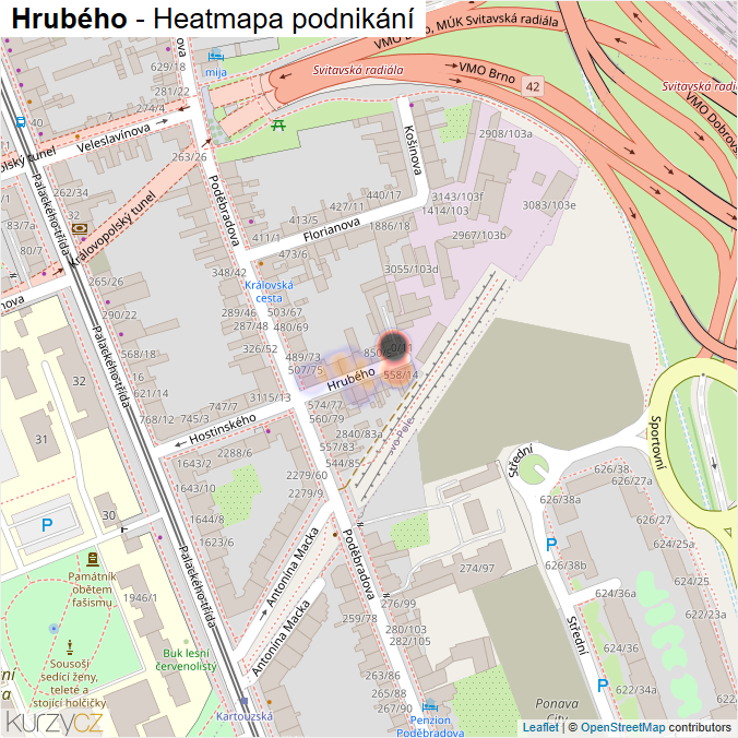 Mapa Hrubého - Firmy v ulici.