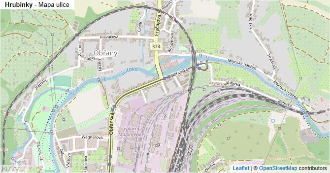 Hrubinky - mapa ulice