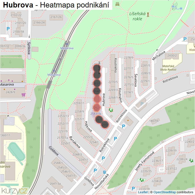 Mapa Hubrova - Firmy v ulici.