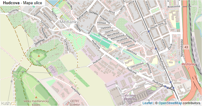 Hudcova - mapa ulice