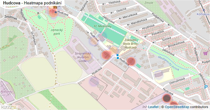 Hudcova - mapa podnikání