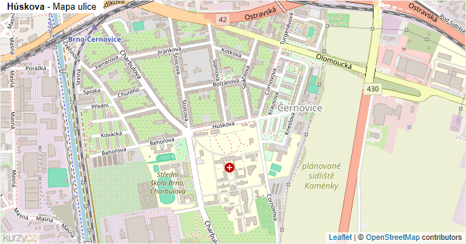Húskova - mapa ulice