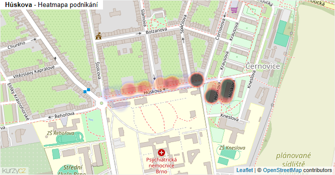 Húskova - mapa podnikání
