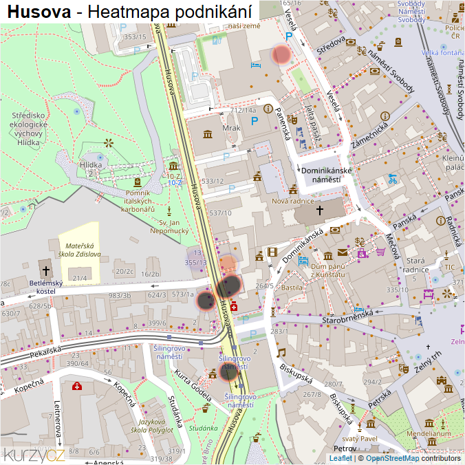 Mapa Husova - Firmy v ulici.