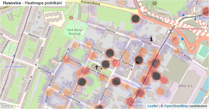 Husovice - mapa podnikání