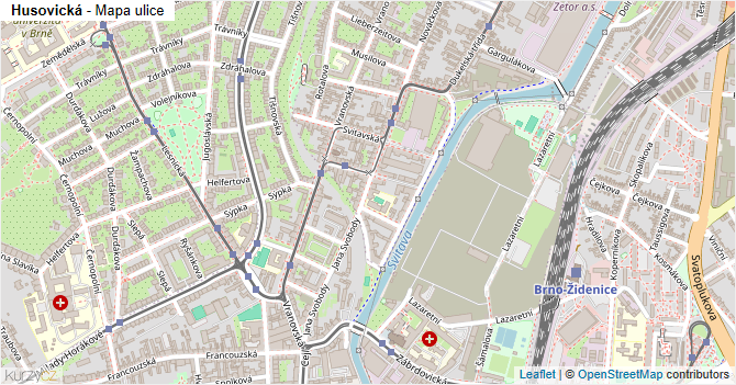 Husovická - mapa ulice