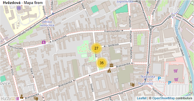 Hvězdová - mapa firem