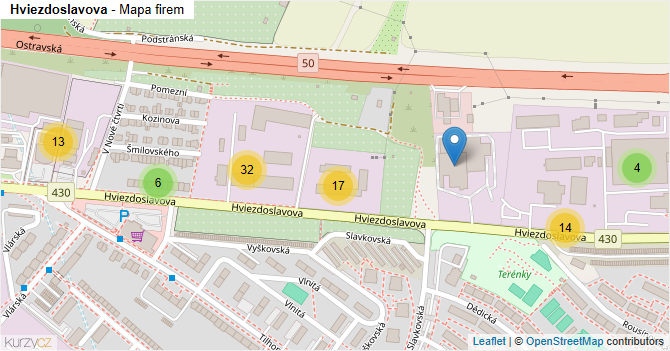 Hviezdoslavova - mapa firem