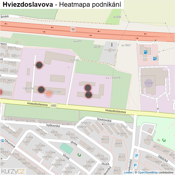 Mapa Hviezdoslavova - Firmy v ulici.