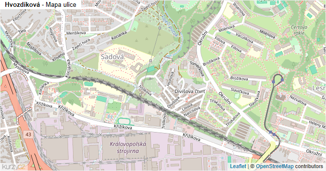 Hvozdíková - mapa ulice