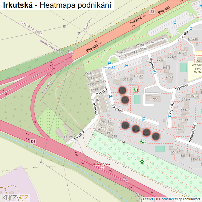 Mapa Irkutská - Firmy v ulici.