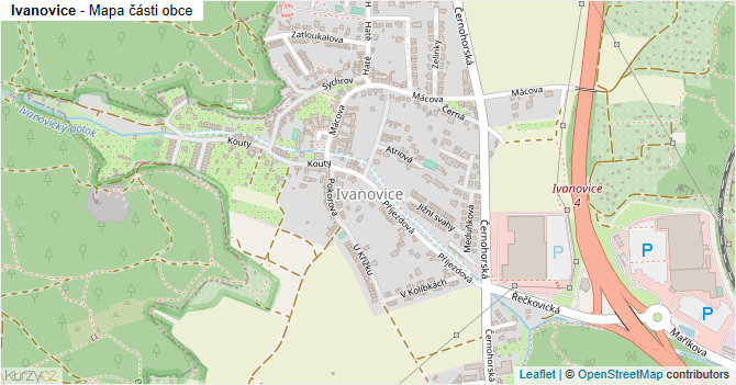 Ivanovice - mapa části obce