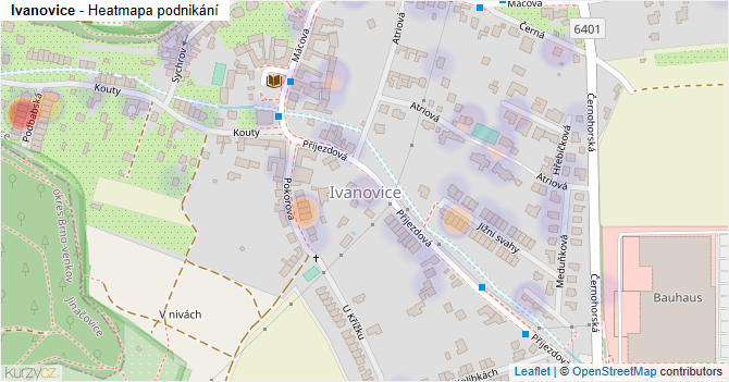 Ivanovice - mapa podnikání