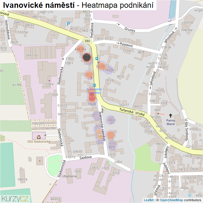 Mapa Ivanovické náměstí - Firmy v ulici.