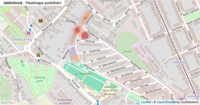 Jabloňová - mapa podnikání