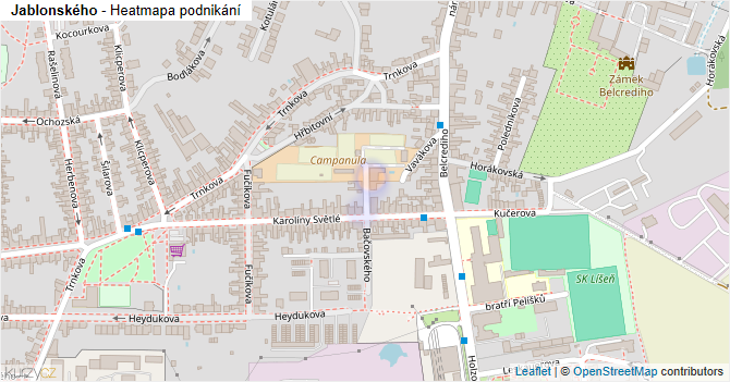 Jablonského - mapa podnikání