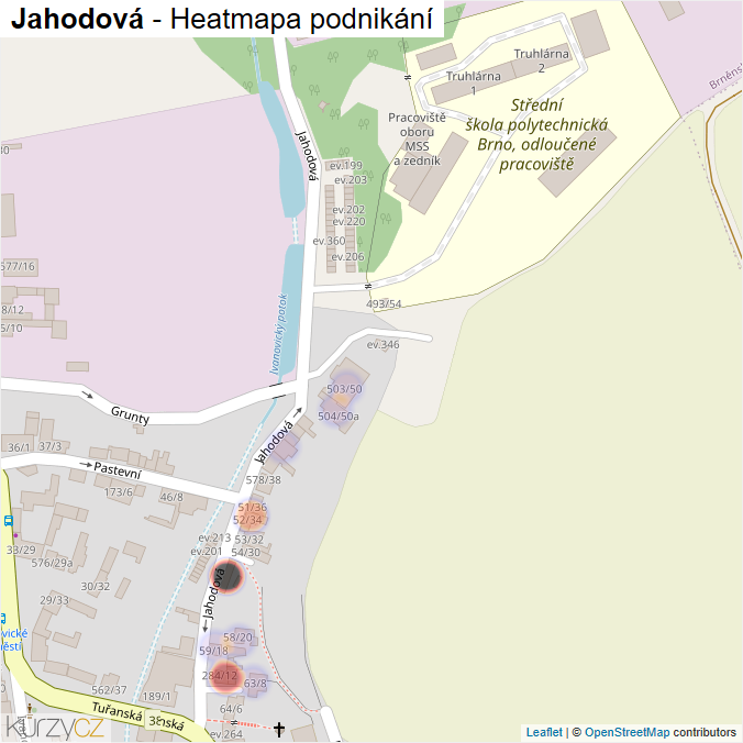 Mapa Jahodová - Firmy v ulici.