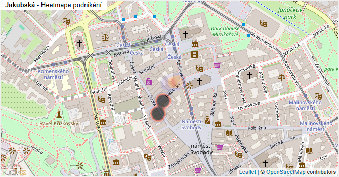 Jakubská - mapa podnikání