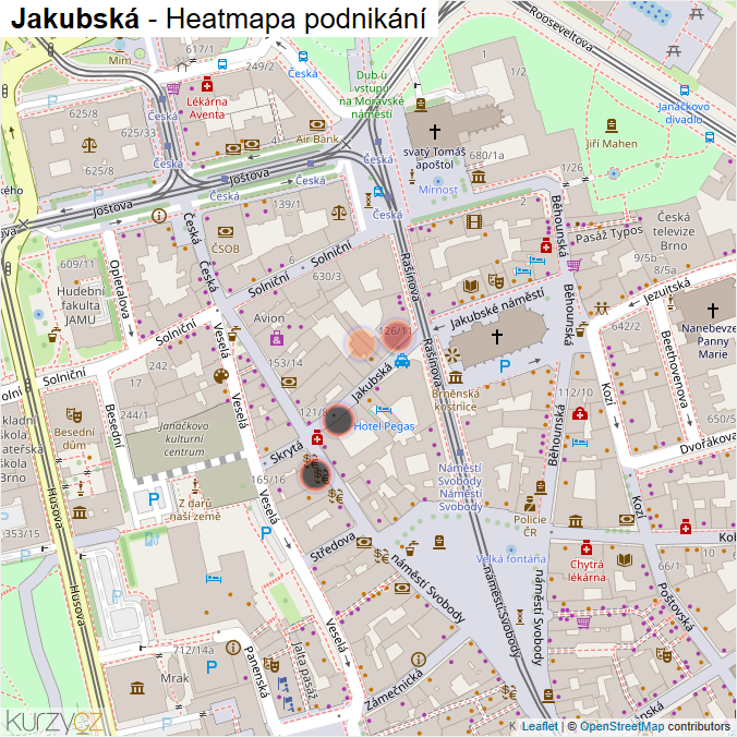Mapa Jakubská - Firmy v ulici.