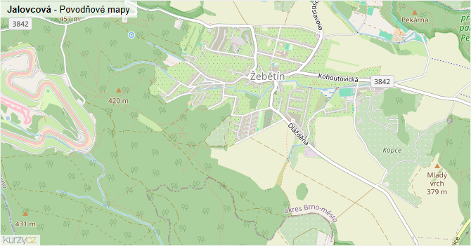 Jalovcová - záplavové mapy stoleté vody