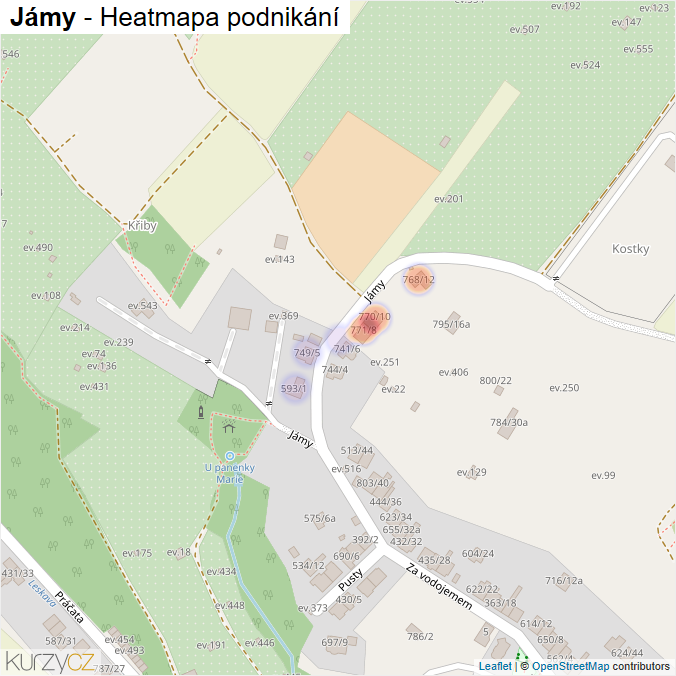 Mapa Jámy - Firmy v ulici.
