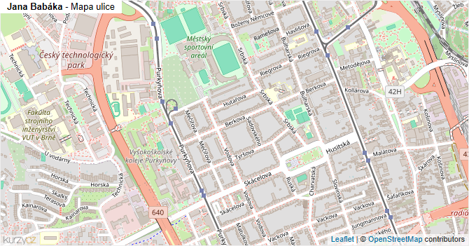 Jana Babáka - mapa ulice