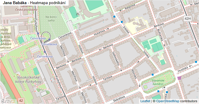 Jana Babáka - mapa podnikání