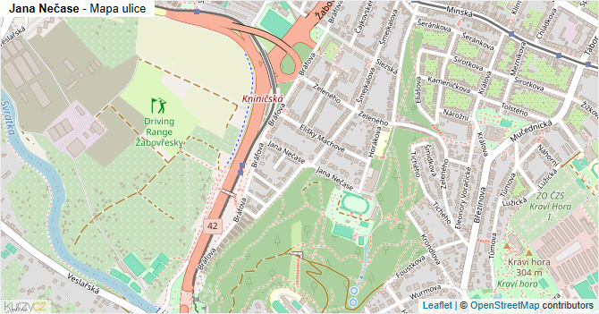 Jana Nečase - mapa ulice