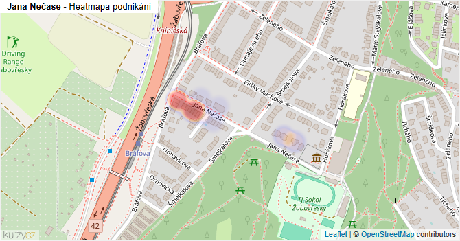 Jana Nečase - mapa podnikání