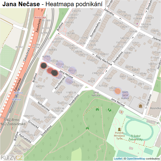 Mapa Jana Nečase - Firmy v ulici.