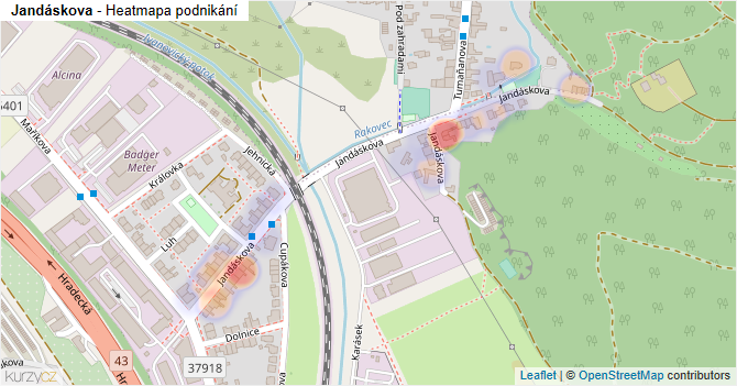 Jandáskova - mapa podnikání