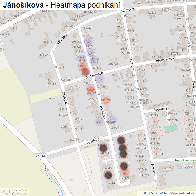 Mapa Jánošíkova - Firmy v ulici.